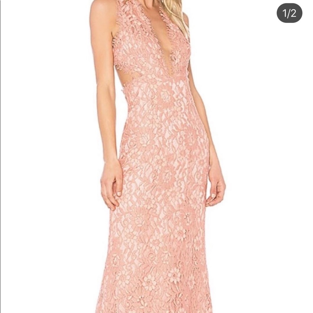 Pink lace prom dress